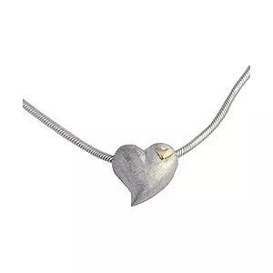 RS of Scandinavia hart hanger met ketting in zilver met 14 karaat goud