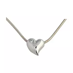 RS of Scandinavia hart hanger met ketting in zilver witte zirkoon