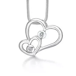 RS of Scandinavia hart hanger met ketting in zilver witte zirkonen