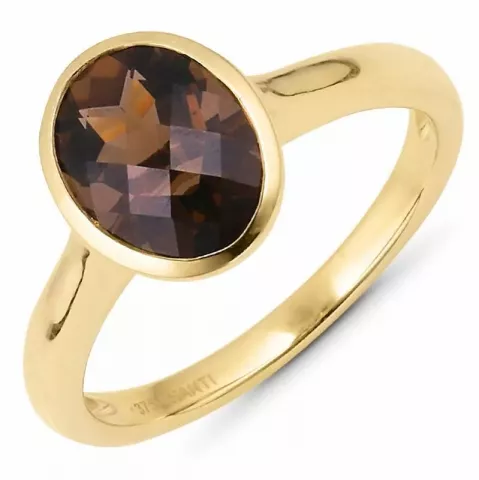 ovale kwarts solitaire ring in 9 karaat goud 
