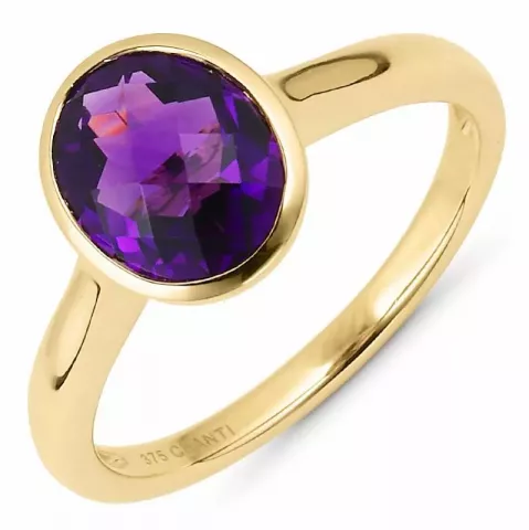 ovale paarse amethist gouden ring in 9 karaat goud 