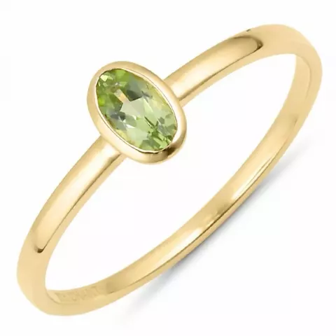 Elegant ovale groen peridoot ring in 9 karaat goud