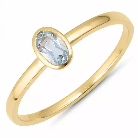 ovale blauwe topaas ring in 9 karaat goud