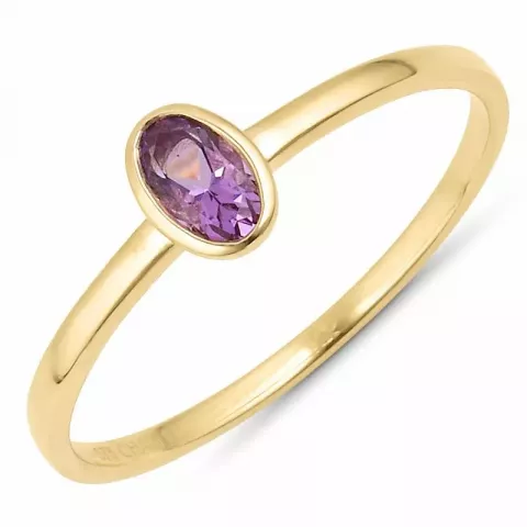 ovale paarse amethist ring in 9 karaat goud