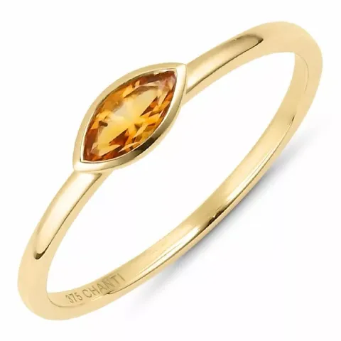ovale oranje citrien ring in 9 karaat goud