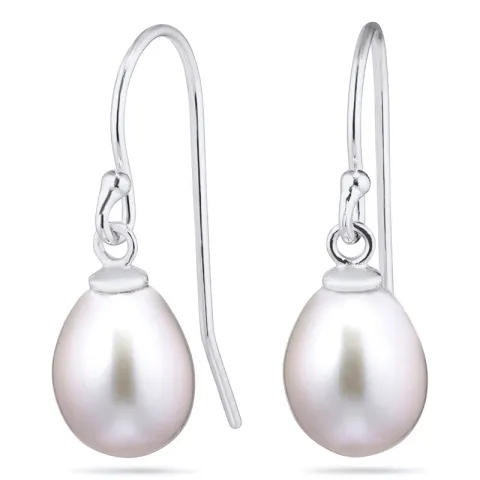 7-7,5 mm grijs parel oorbellen in gerodineerd zilver