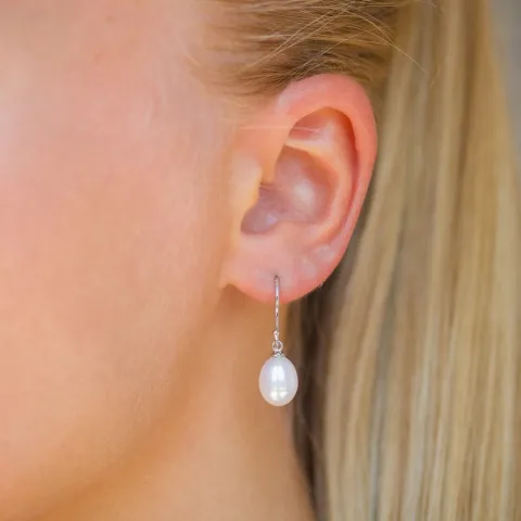 8-8,5 mm parel oorbellen in zilver