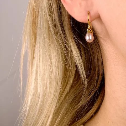 6-6,5 mm parel oorbellen in verguld zilver