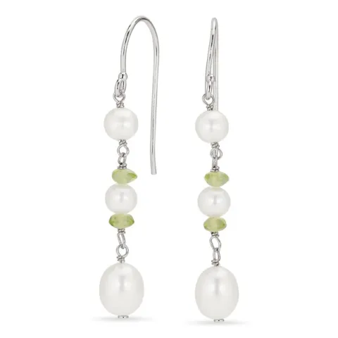 lange parel oorbellen in gerodineerd zilver