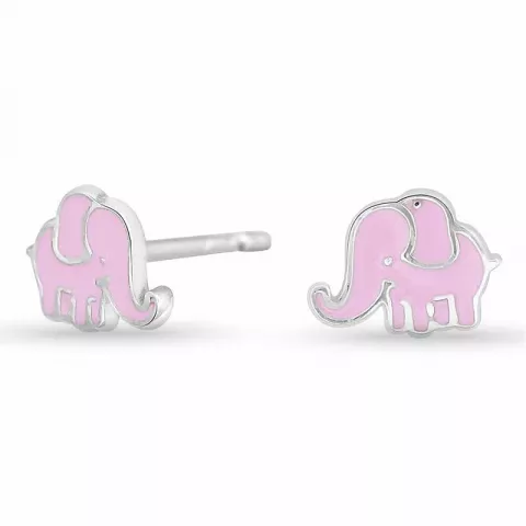 NORDAHL ANDERSEN olifant oorbellen in gerodineerd zilver roze emaille