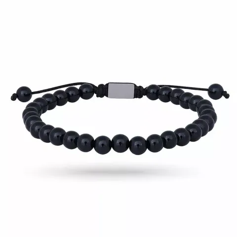 Nordahl andersen zwart onyx armband in leren