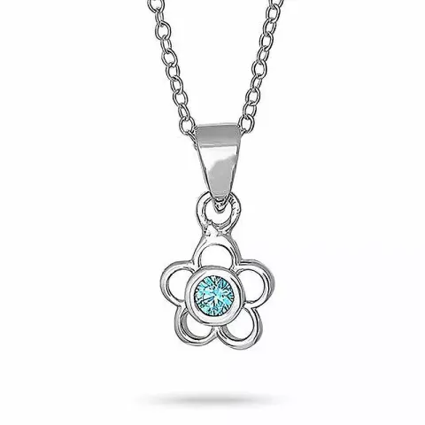 NORDAHL ANDERSEN Flower hanger met ketting in gerodineerd zilver blauwe zirkoon