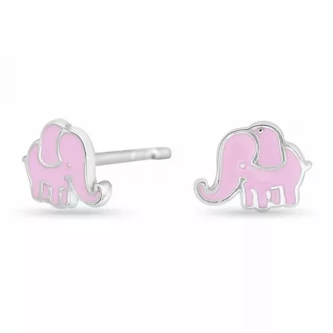 NORDAHL ANDERSEN olifant oorbellen in gerodineerd zilver roze emaille