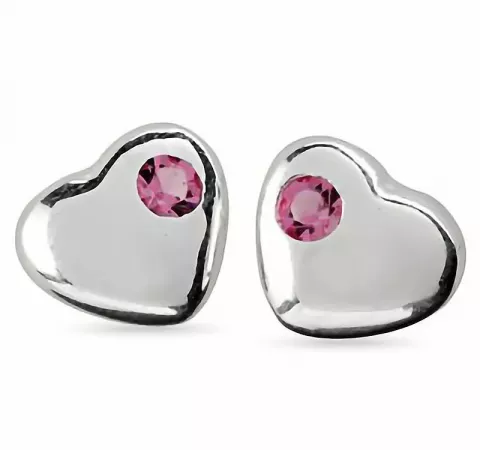 NORDAHL ANDERSEN hart oorbellen in gerodineerd zilver roze zirkoon