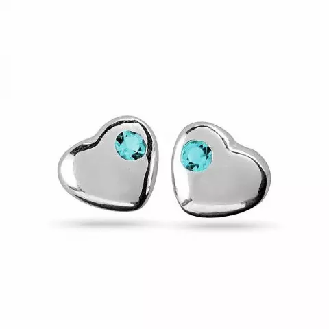 NORDAHL ANDERSEN hart oorbellen in gerodineerd zilver lichtblauwe zirkoon