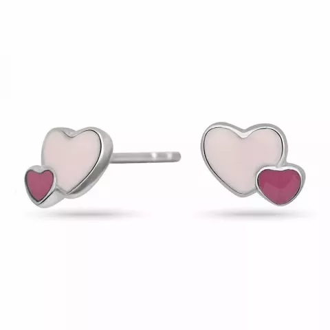 NORDAHL ANDERSEN hart oorbellen in gerodineerd zilver roze emaille