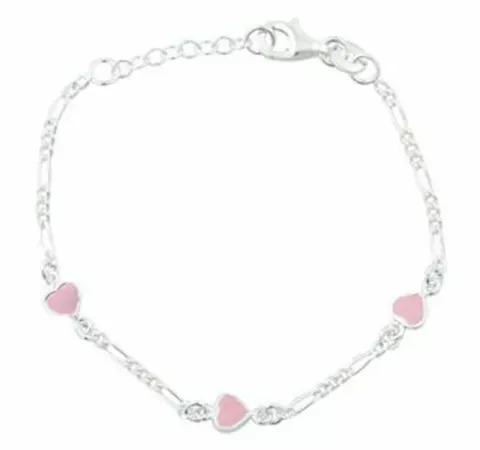 kinderen NORDAHL ANDERSEN hart armband in gerodineerd zilver roze emaille