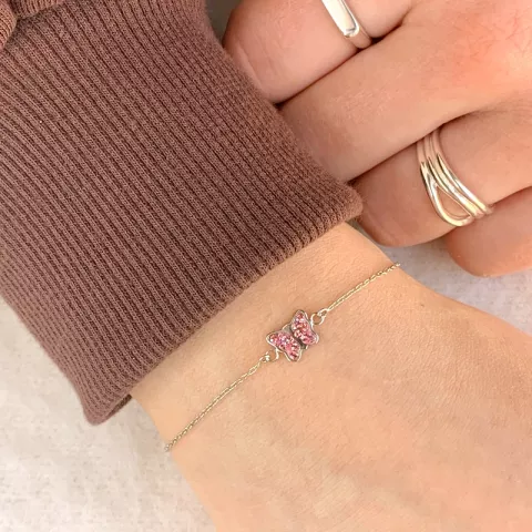 kinderen NORDAHL ANDERSEN vlinder armband in gerodineerd zilver roze zirkoon