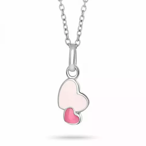 Nordahl andersen hart hanger met ketting in gerodineerd zilver roze emaille