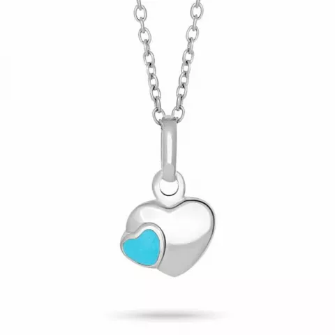 NORDAHL ANDERSEN hart hanger met ketting in gerodineerd zilver blauwe emaille