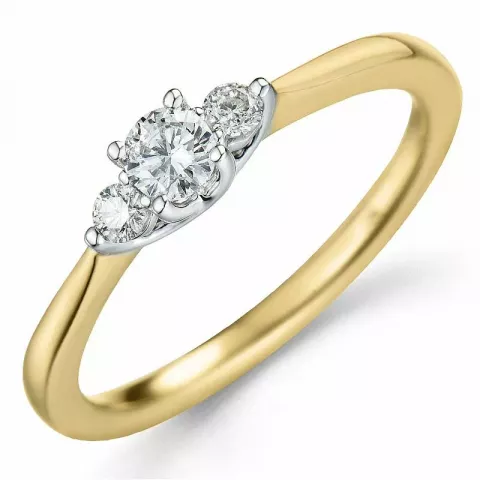 Diamant ring in 14 karaat goud-en witgoud 0,20 ct 0,10 ct