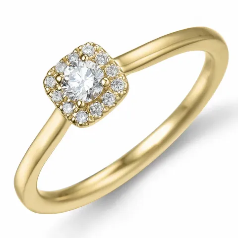 vierkant diamant ring in 14 karaat goud 0,15 ct 0,06 ct
