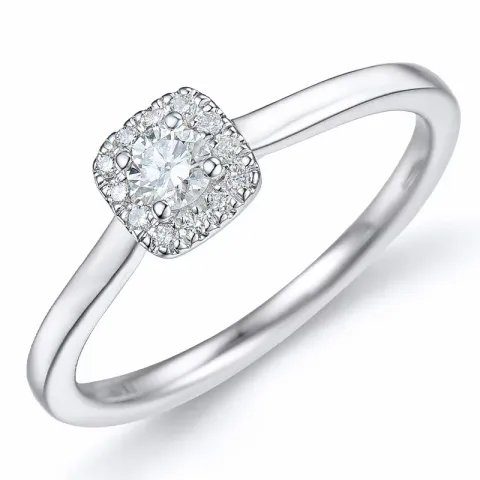 vierkant diamant ring in 14 karaat witgoud 0,15 ct 0,06 ct