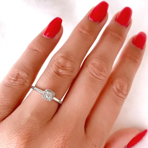 vierkant diamant ring in 14 karaat witgoud 0,15 ct 0,06 ct