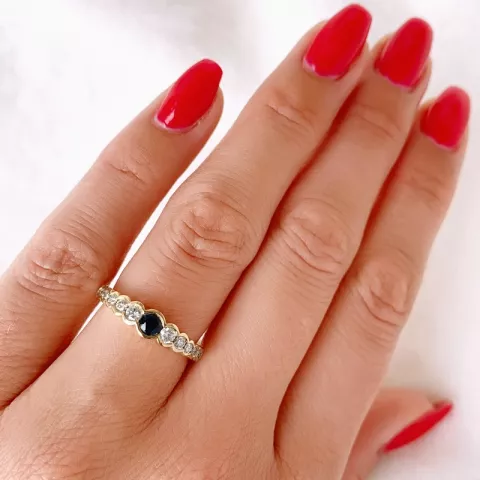 Elegant saffier diamant ring in 14 karaat goud 0,23 ct 0,33 ct
