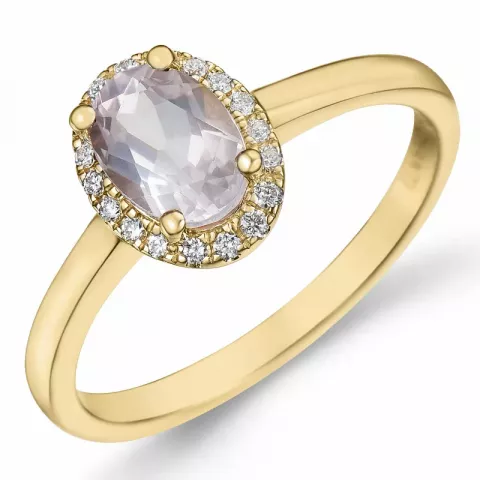 ovale kwarts diamant ring in 14 karaat goud 0,80 ct 0,09 ct