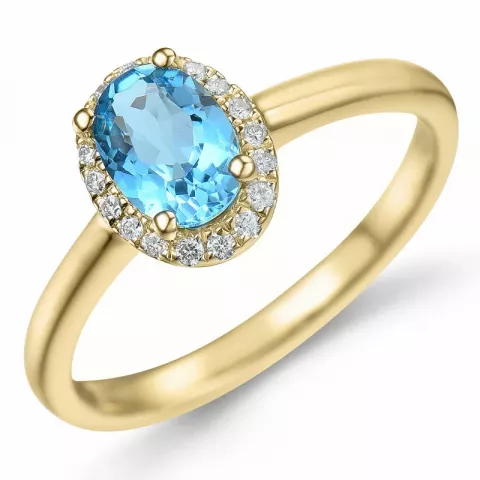 ovale topaas diamant ring in 14 karaat goud 0,92 ct 0,09 ct