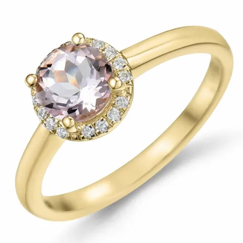 rond morganiet diamant ring in 14 karaat goud 0,75 ct 0,08 ct