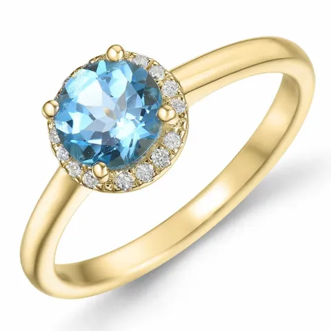 rond topaas diamant ring in 14 karaat goud 1,08 ct 0,08 ct