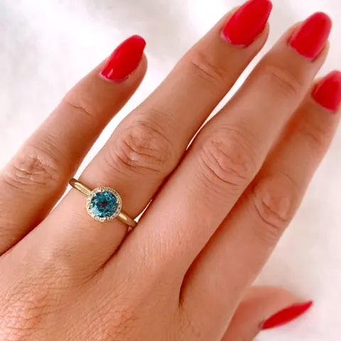rond topaas diamant ring in 14 karaat goud 1,08 ct 0,08 ct