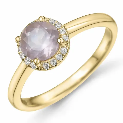 rond kwarts diamant ring in 14 karaat goud 0,80 ct 0,08 ct