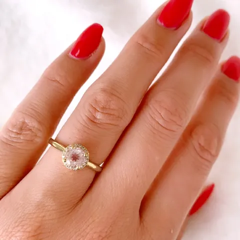 rond kwarts diamant ring in 14 karaat goud 0,80 ct 0,08 ct