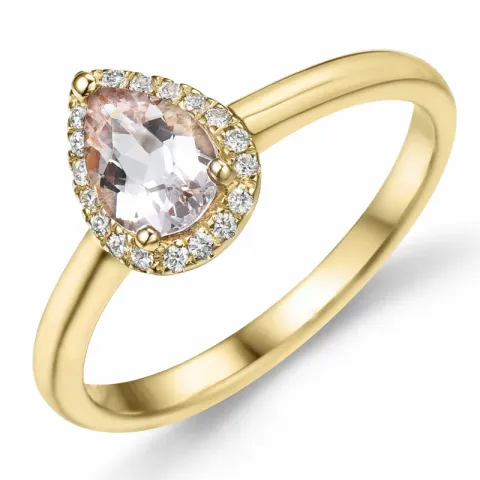 druppel morganit diamant ring in 14 karaat goud 0,64 ct 0,09 ct