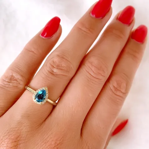druppel topaas diamant ring in 14 karaat goud 0,85 ct 0,09 ct