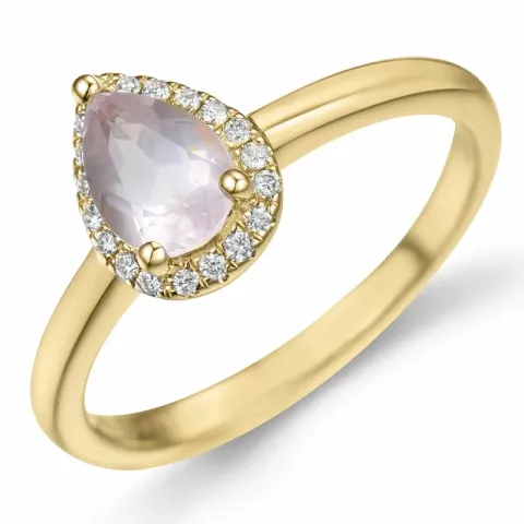 druppel kwarts diamant ring in 14 karaat goud 0,68 ct 0,09 ct