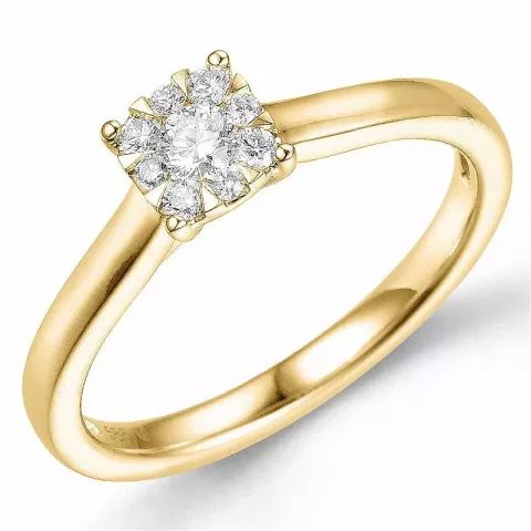 vierkant diamant ring in 14 karaat goud 0,10 ct 0,11 ct