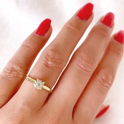 vierkant diamant ring in 14 karaat goud 0,10 ct 0,11 ct