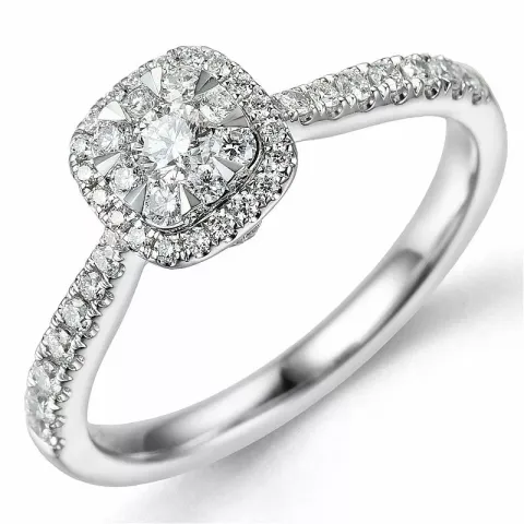 vierkant diamant ring in 14 karaat witgoud 0,10 ct 0,44 ct