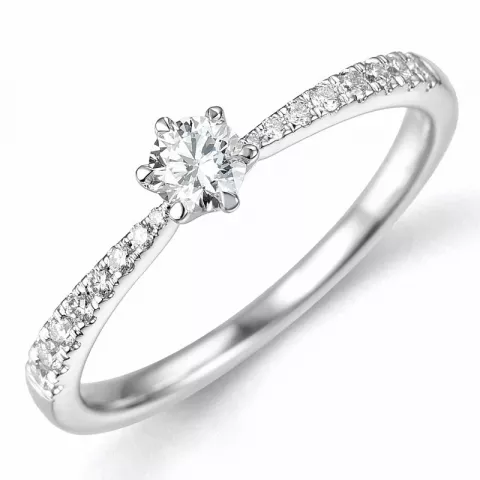 diamant ring in 14 karaat witgoud 0,21 ct 0,13 ct