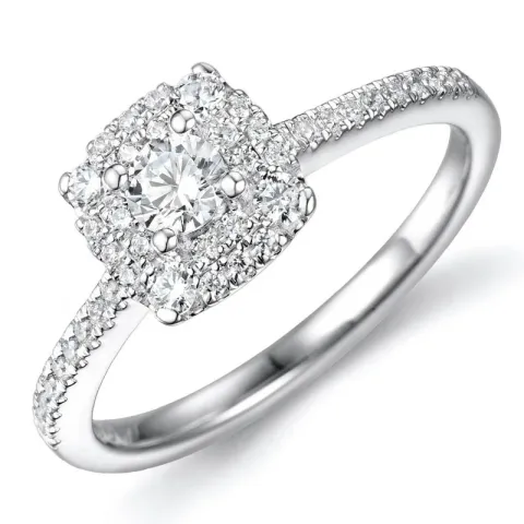 vierkant diamant ring in 14 karaat witgoud 0,21 ct 0,30 ct
