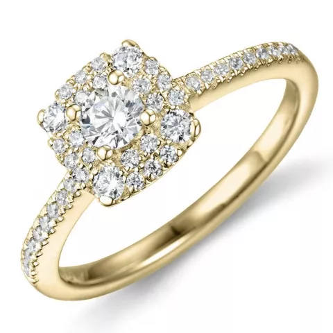 vierkant diamant ring in 14 karaat goud 0,21 ct 0,30 ct