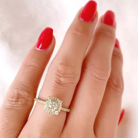 vierkant diamant ring in 14 karaat goud 0,21 ct 0,30 ct