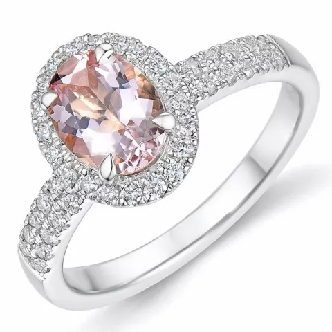 morganit diamant ring in 14 karaat witgoud 1,28 ct 0,53 ct