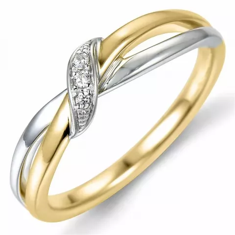 diamant ring in 14 karaat goud-en witgoud 0,03 ct