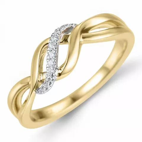 diamant ring in 14 karaat goud-en witgoud 0,04 ct