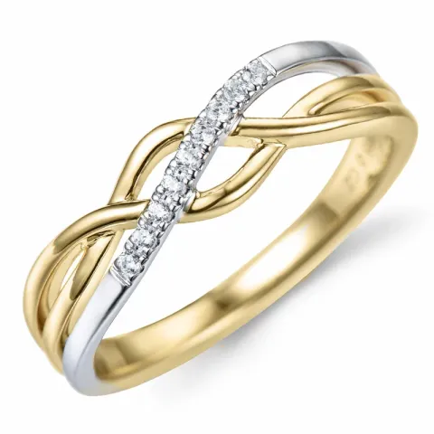 diamant ring in 14 karaat goud-en witgoud 0,06 ct